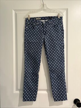 AG Adriano Goldschmied blue white polka dot Stevie ankle jeans sz 29